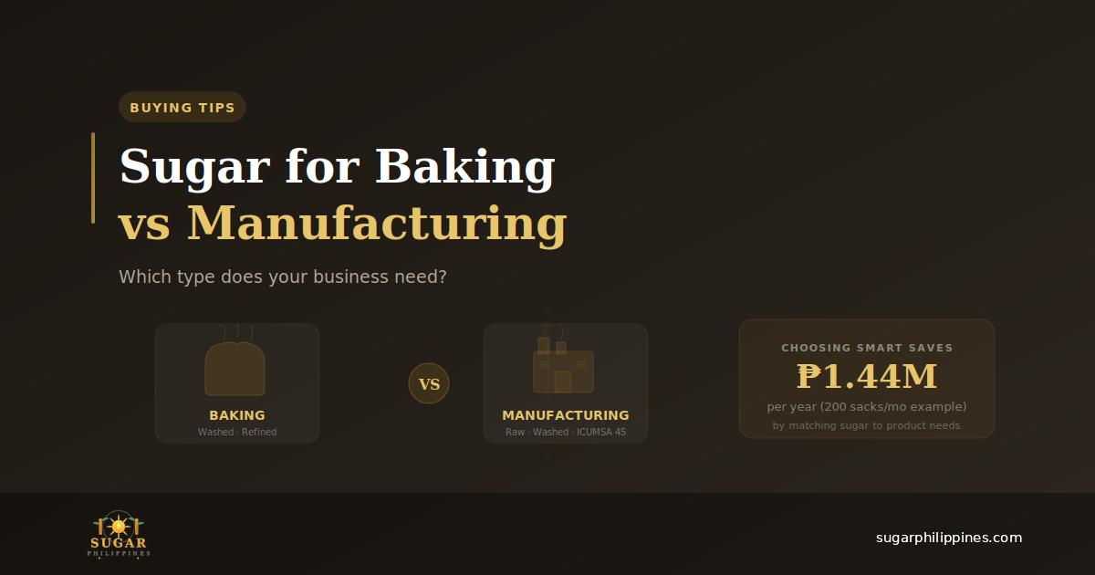 Sugar for Baking vs Manufacturing